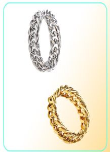 RC476 Silver Gold Mens Spinner Ring Figit för ångest Rostfritt stål 6mm Chunky Chain Cuban Link Chain 710 Pinky Thumb6435719