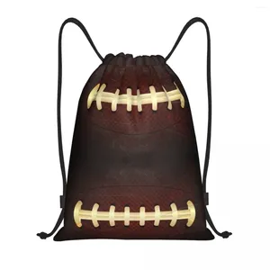 Sacos de compras personalizados vintage bola de rugby costura cordão homens mulheres leve esportes ginásio mochila de armazenamento