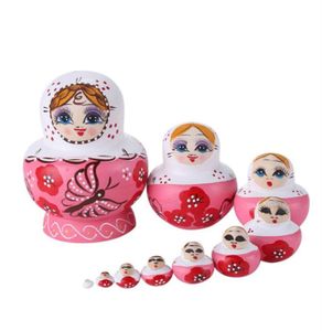 10Layer Matryoshka gniazdująca drewniana rosyjska klasyczna ClassicMini Butterfly Girl Dolls Pure Handicrafts Dekoracja domowa 3227W7741937