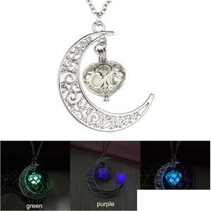 Hänge halsband Magic Moon Heart Pendant Halsband Glöd