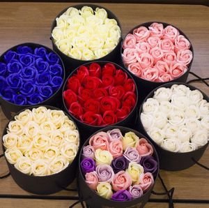 Confezione regalo rotonda Veet Soap Flower Box Nastro portatile con rose che non sbiadiscono Bomboniere San Valentino Madri 220427 Drop Deliv Dhstb