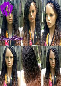 Parrucche intrecciate marroni sexy di stile delle donne di Africa America America con i capelli del bambino Parrucche anteriori piene del merletto sintetiche di 180 densità9481331