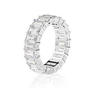 Eternity Emerald Cut Lab Diamond Ring 925 Sterling Silver Engagement Wedding Rings for Women Jewelry Gift6258964