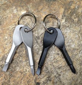 Multifunktionellt fickverktygsnyckelring utomhus EDC Gear Nyckelringar med slitsade Phillips -huvud Mini skruvmejsel Set Key Rings1125689