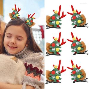 Hårtillbehör Oaoleer 2st/Set Christmas Elk Deer Clips för babyflickor Söta plysch öronstift