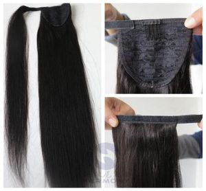 100 Human Hair Ponytails Dödverkar hår 20 22 tum 100g rak brasilianska indiska hårförlängningar fler färger6679371