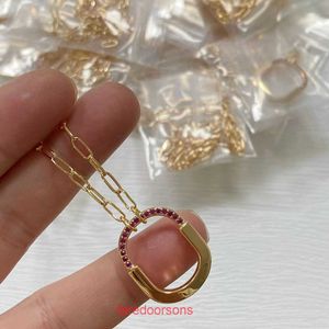 Colar tifannissm de alta qualidade para mulheres loja online v chapeamento de ouro 1 nova separação de cores galvanizado meio diamante pequeno rosa