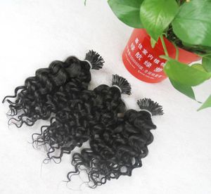 Mongolisk kinky lockigt hår jag tippade förlängningshår 300g 300s afro kinky curly pinne keratin lockigt fusion hårförlängningar5627634