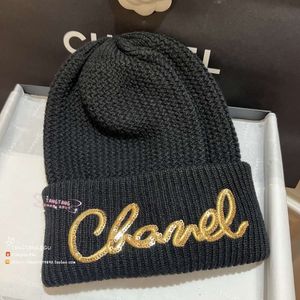 Chanles lady luxury Knitted hat 22A Handicraft Shop Gold Embroidery Letter Knitted Hat Black HatWinter fashion wear RVQ6