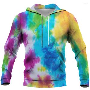 Moletons masculinos Moda Personalidade Espiral Colorido Tie Dye 3D Impresso Moletom Com Capuz Homens Mulheres Moletom Casual Roupas Treino Pulôver