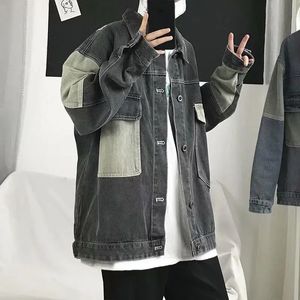 Mäns avslappnad överdimensionerad denimjacka koreanska streetwear män jeans jacka rockar casual vindbrytare övergripande rockar utkläder s-4xl 231229