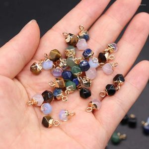 Charms Natural Semi Precious Stone Pendants Sliced ​​Bean Mini Accessoarer för smycken som gör DIY -halsbandsarmband Storlek 6x6mm