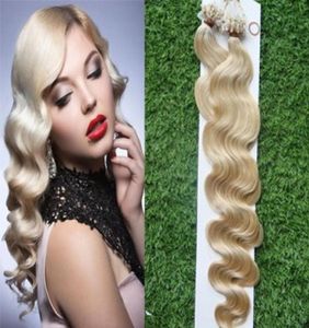 Micro Loop Ring Hair Products 100s Blonde Brasiliansk hår Mikro Loop Human Hair Extensions 100g Body Wave6212575