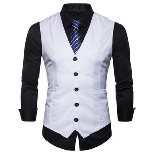 Blazers Ny herrkondition Vest Smart Causal Waistcoat Formell Slim Fit Suit Vests Män Solid Color Business Wedding Dress Vest Herrkläder