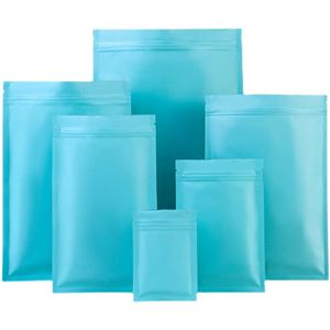 Foglio di alluminio blu per alimenti Sacchetti per imballaggio in Mylar Chiusura a cerniera opaca in plastica Custodia sigillabile commestibile per snack Tè Caffè Fiori secchi alle erbe Maschera Protezione per la conservazione a lungo termine