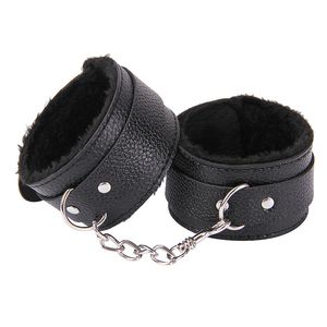 1 Pair Sexy Hand Wrap PU Leather Plush Handcuff Ankle Cuff Bracelet Bondage Cosplay Accessories Couples Games