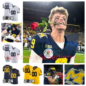 2024 Rose Bowl Patch Michigan Wolverines Football Jersey 17 Braiden McGregor 78 Kenneth Grant Kris Jenkins James Turner Michigan Jerseys Custom Titched Mens Mens