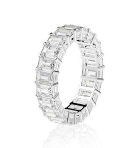 Eternity Emerald Cut Lab Diamond Ring 925 Sterling Silver Engagement Wedding Rings for Women Jewelry Gift5604286