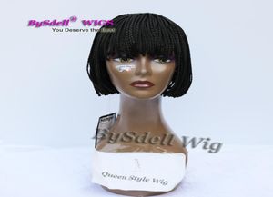 New Arrival Cheap Short Braids Wig with Neat Bangs Synthetic Black3X Braids Wig Full Hand Tied None Lace Front Wigs for B1977346