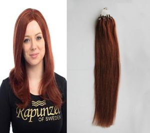 33 Dark Auburn Brown Straight Loop Micro Ring Hair 1Gstrand 50Spack 50g 100 Brasilianska mänskliga hårförlängningar 4B Micro Link Hair1432819