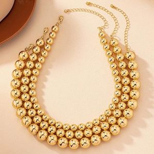 Choker Statement Gold-plated Ball Beads Necklace For Women Men's Fashion Party Gothic Jewelry Delicate Gifts