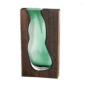 Vasi Casa in legno Vaso di vetro Sollevato dall'acqua Fiore Soggiorno Tavolo da pranzo Disposizione a secco Contenitore Ornamento