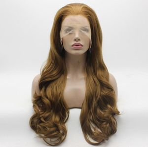 Iwona Hair synthetische Lace-Front-Perücke, gewellt, lange, honigblonde Perücke, 1227, halb handgebunden, hitzebeständig, Perücke 3052440