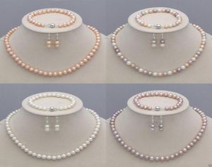 89mm Natural Akoya Cultured Pearl Necklace Bracelet Earrings Jewelry Set informati9785831