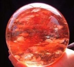 Grande esfera de bola de cristal de quartzo vermelho linda 80mm100mm tem suporte para presente2828496