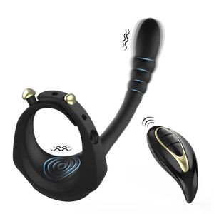 Männer Vibrator Penisringe Prostata-Massagegerät Fernbedienung Vibrierende Plugs Anal Butt Stimulator Sperm Lock Penis Ring Sexspielzeug Paar 240102