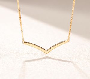 18 Karat Gelbgold plattierte polierte Wishbone-Halskette für Damen, Geschenkschmuck für 925er-Sterlingsilber-Goldketten-Halsketten mit Originalverpackung 9236300