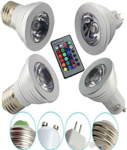 LED RGB 전구 3W 16 색상 변경 3W LED 스포트라이트 RGB LED 전구 램프 E27 GU10 E14 GU53 24 키 리모콘 85265V3246208