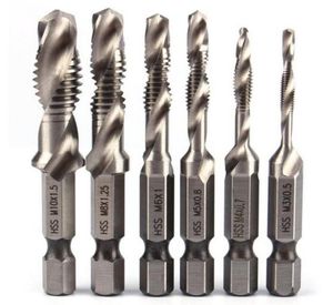 Säljer 6PSC HSS High Speed ​​Steel Drill Bits Set 14quot Hex Shank Metric Screw Thread Tap Taper Borr Bit M3 M4 M5 M64589556