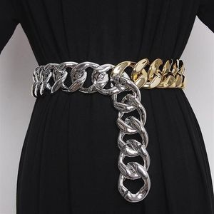 Lyxdesigner 4cm bred kedjelänk midjebälte silverguld metalllegering midjeband för kvinnor klänning skjorta cinch rem ceinture bälten301m