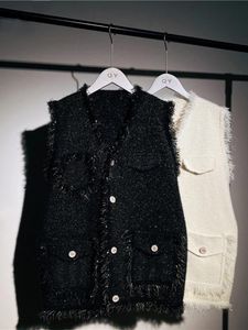 Waistcoats xfpv 2022 Ny höst mode casual ärmlös tröja väst kvinnor lös ärmlös kashmir tröja topp SL944