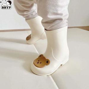 Barn Carton Bear Bunny Rubber Rain Boots Girls Boys Ankle Rainboots Waterproof Shoes Round Toe Water Proof Shoes 240102