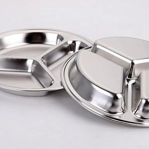 Plates Multi-functional Stainless Steel Plate With 6 Compartments Serving Different Dishes Divided