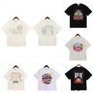 メンズTシャツTシャツSS RHUDE高品質のファッションデザイナーグラフィックシャツメンズ春秋の手紙