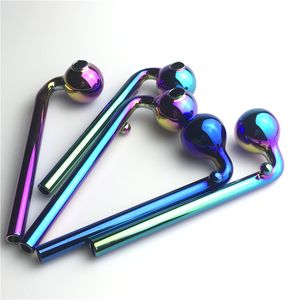 5.5 Inch Oil Burner Glass Pipe with 30mm Big Ball Bowl 2mm Thick OD 10mm Tube Rainbow Color Pyrex Glass Smoking Pipes