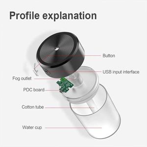 Humidifiers 360ml Air Humidifier Portable Mini USB Aroma Diffuser With Night Light Cool Mist For Bedroom Home Car Purifier Humificador