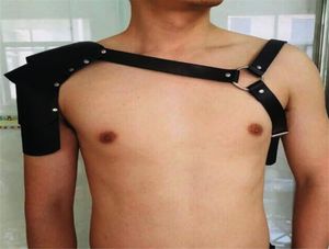 Belts Black Faux Leather Adjustable Men Body Chest Harness Bondage Shoulder Costume Armors Buckles Top6278789