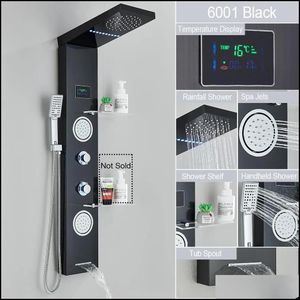 Cabeças de chuveiro do banheiro cabeças de chuveiro do banheiro led painel luz cachoeira chuva display digital torneira conjunto spa mas jet coluna misturadora