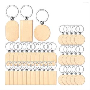 Keychains 72Pcs Unfinished Wooden Keychain Blanks Wood Key Chain For DIY Gift Supplies