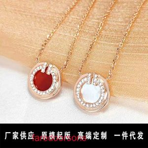 Tifannissm Pendant Necklac Best sell Birthday Christmas Gift T Family Circle Double Necklace with Diamonds White Shell Silver and Small Fash