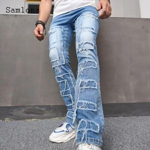 Calças de brim masculinas 2024 suporte bolso casual demin calças sólidas rasgadas jean calças plus size moda masculina hip hop sweatpants streetwear