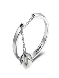 Women039s Cupronickel Solid S925 Silver Ring Dangel Fresh Water Pearl Adjustable16355595261338