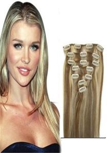 12 613 Mixed Color Brazilian Clip in Human Hair Extensions 7 Piece Thick Clip in Human Hair Extension Full Head5102202