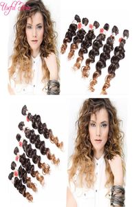 6PCSLOT JERRY CURLY TRESS HAIR لرأس واحد OMBRE البني تمديد الشعر الاصطناعية مجعد الكروشيه الأرجواني بلوغ H6975402