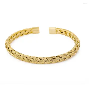 Bangle 316L Stainless Steel Simplicity Retro Braid Braided Hair Wire Opening Bracelets For Women Fashion Fine Jewelry Gift SAB939