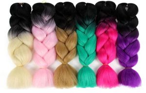 5 pcs Kanekalon Synthetic Hair Jumbo Braid Crochet Hair Extensions Two Tone Ombre Braiding Hair 24 inch 100gPack6057739